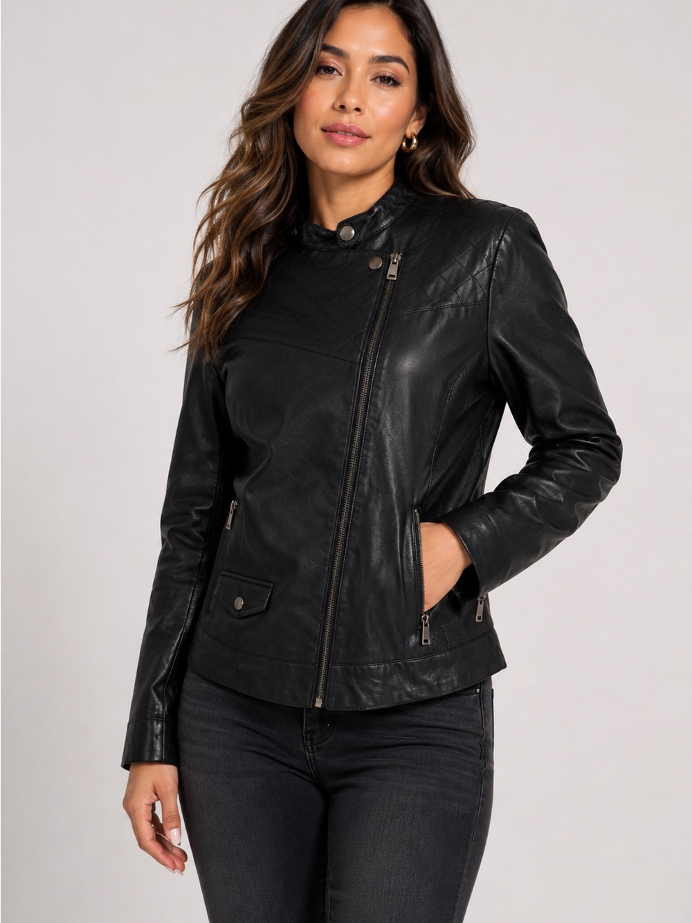 NWT DOLLHOUSE Women’s Black Quilted Leather Jacket